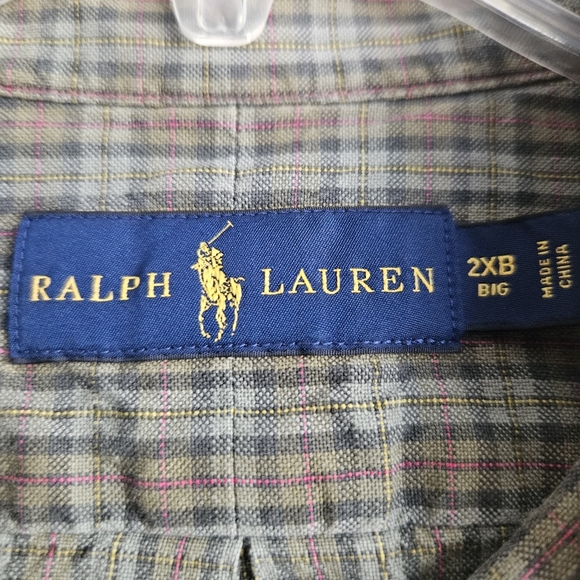 Ralph Lauren Mens 2XB Green Button Down Plaid Long Sleeve - Picture 9 of 10
